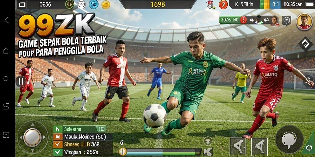 Tampilan gameplay <strong>99ZK</strong> yang mendebarkan dengan aksi sepak bola.