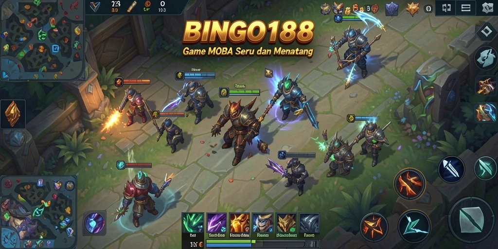 Screenshot gameplay MOBA BINGO188 yang seru dan dinamis.