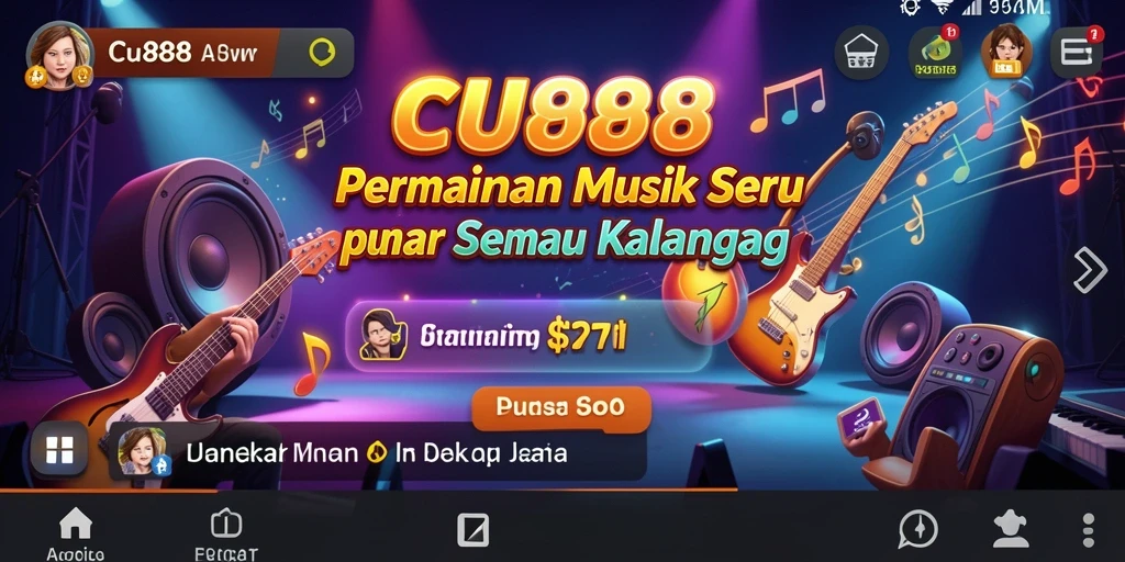 Screenshot CU888 menampilkan gameplay seru dengan lagu-lagu favorit.