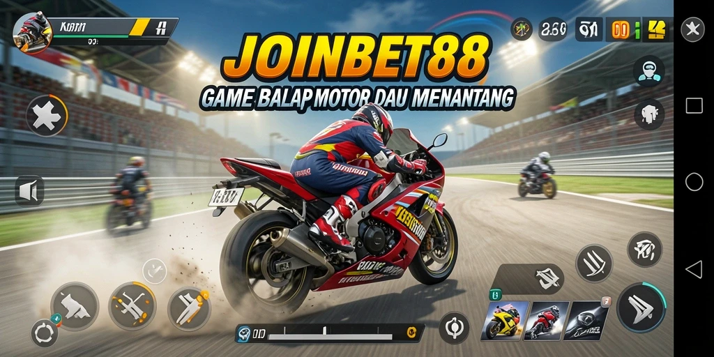 Screenshot menampilkan gameplay seru balap motor di JOINBET88.