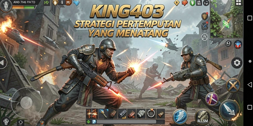 Screenshot utama KING403 menampilkan aksi pertempuran epik di dunia SLG.