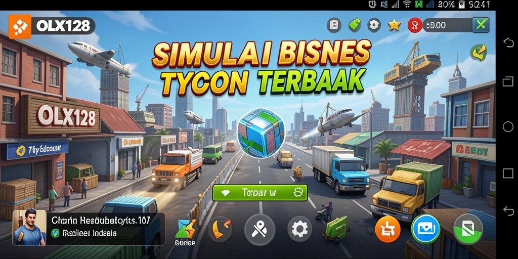 Tampilan gameplay menarik di OLX128 dengan berbagai pilihan bisnis.
