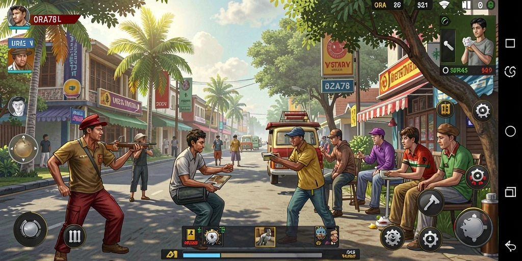 Tampilan gameplay nyata dari ORA78 yang penuh dengan interaksi.
