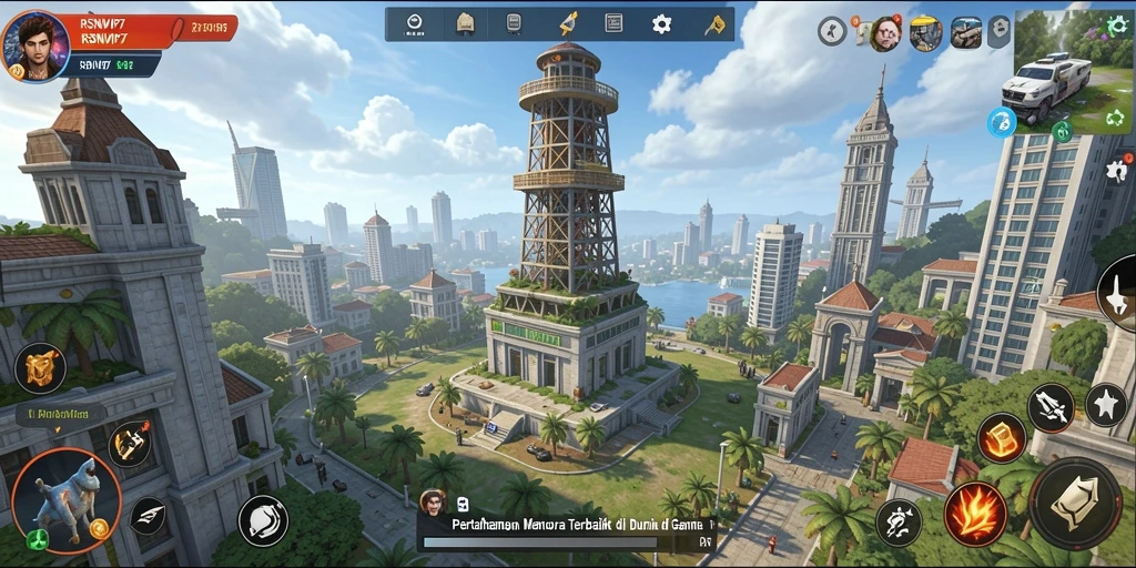 Screenshot gameplay menampilkan aksi menara pertahanan dalam RSNVIP7.