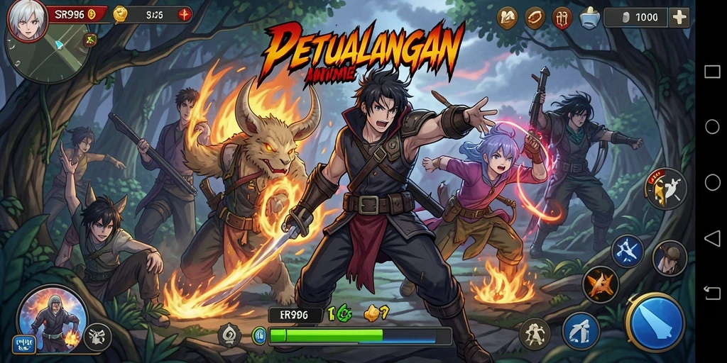 Tampilan gameplay SR996 menampilkan pertarungan seru dan karakter Anime yang menawan.