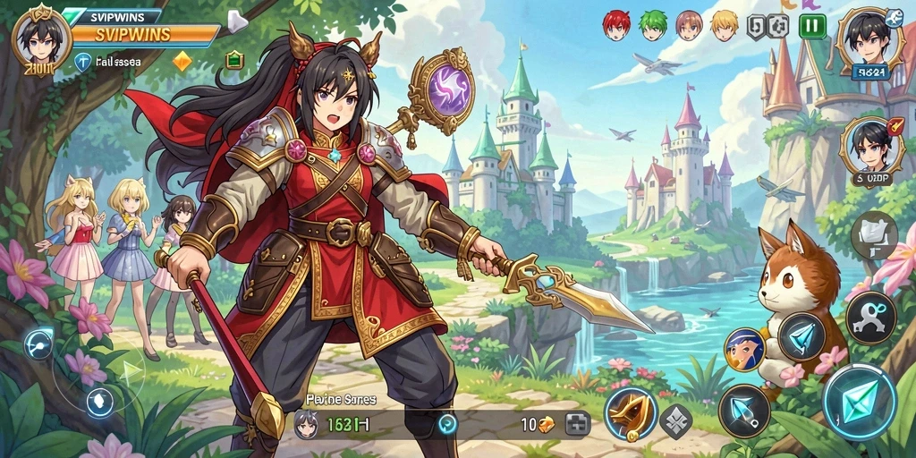 Screenshot dari gameplay SVIPWINS menampilkan karakter Anime yang sedang bertarung.